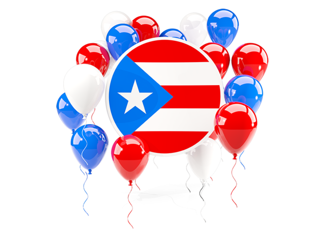 Round flag with balloons. Download flag icon of Puerto Rico at PNG format