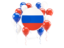 Russia. Round flag with balloons. Download icon.