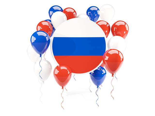Round flag with balloons. Download flag icon of Russia at PNG format