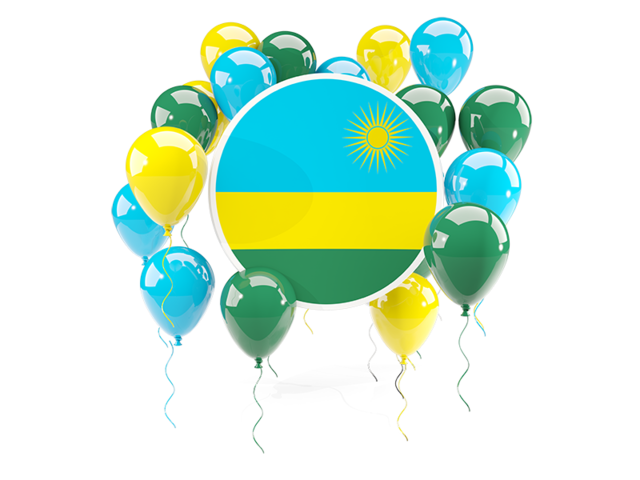 Round flag with balloons. Download flag icon of Rwanda at PNG format