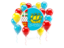 Saint Pierre and Miquelon. Round flag with balloons. Download icon.