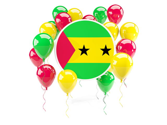 Round flag with balloons. Download flag icon of Sao Tome and Principe at PNG format
