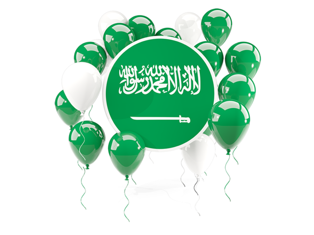 Round flag with balloons. Download flag icon of Saudi Arabia at PNG format