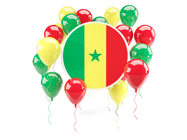 Round flag with balloons. Download flag icon of Senegal at PNG format