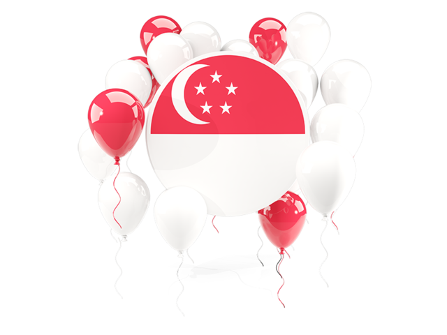 Round flag with balloons. Download flag icon of Singapore at PNG format