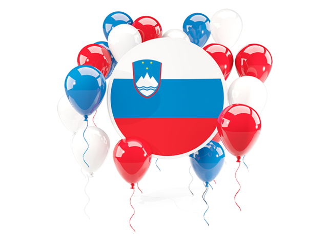 Round flag with balloons. Download flag icon of Slovenia at PNG format