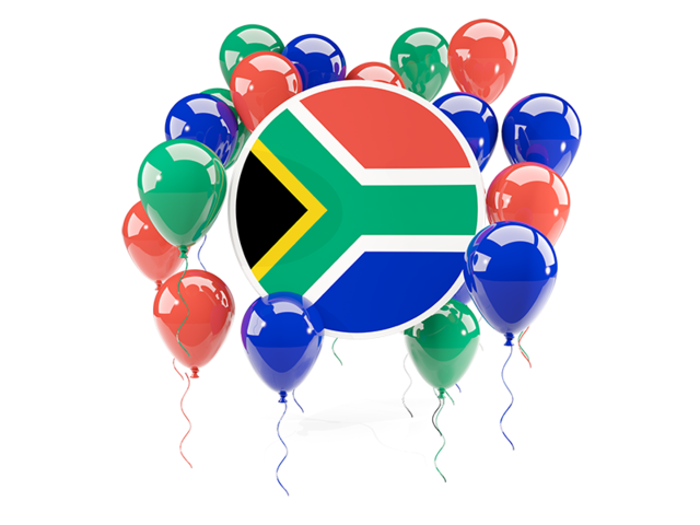 Round flag with balloons. Download flag icon of South Africa at PNG format