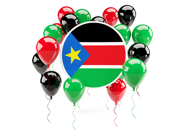Round flag with balloons. Download flag icon of South Sudan at PNG format