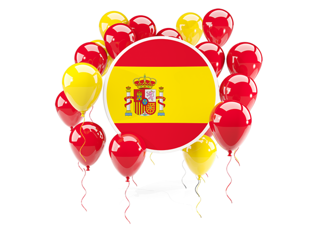Round flag with balloons. Download flag icon of Spain at PNG format