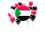 Sudan. Round flag with balloons. Download icon.