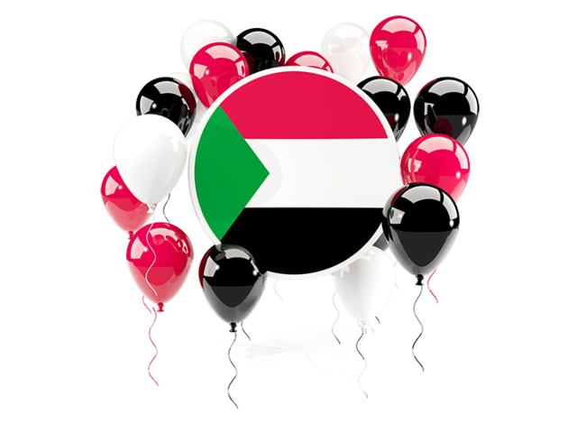 Round flag with balloons. Download flag icon of Sudan at PNG format