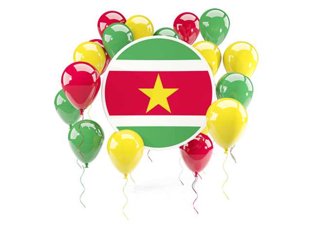 Round flag with balloons. Download flag icon of Suriname at PNG format