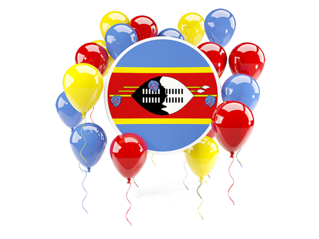 Round flag with balloons. Download flag icon of Swaziland at PNG format