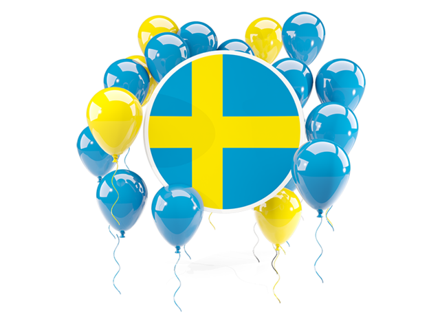 Round flag with balloons. Download flag icon of Sweden at PNG format