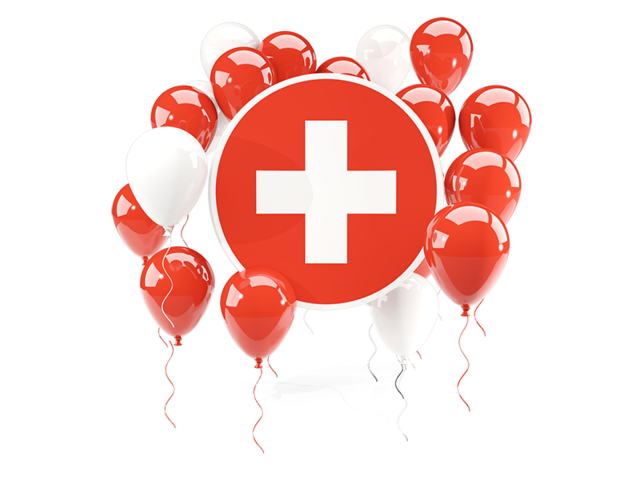 Round flag with balloons. Download flag icon of Switzerland at PNG format