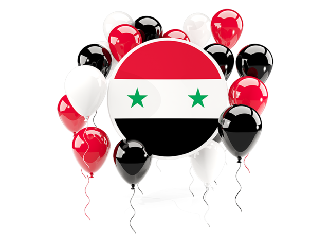 Round flag with balloons. Download flag icon of Syria at PNG format