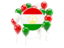 Tajikistan. Round flag with balloons. Download icon.