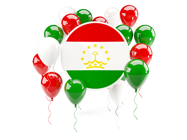 Round flag with balloons. Download flag icon of Tajikistan at PNG format