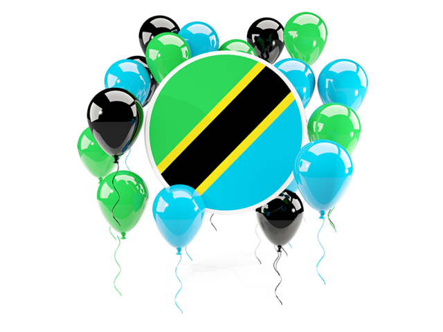 Round flag with balloons. Download flag icon of Tanzania at PNG format