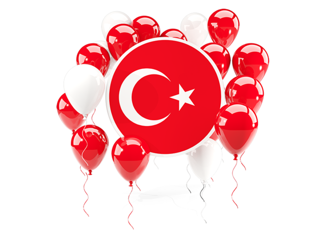 Round flag with balloons. Download flag icon of Turkey at PNG format