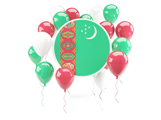 Round flag with balloons. Download flag icon of Turkmenistan at PNG format