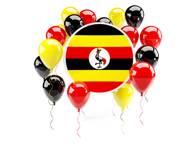 Round flag with balloons. Download flag icon of Uganda at PNG format