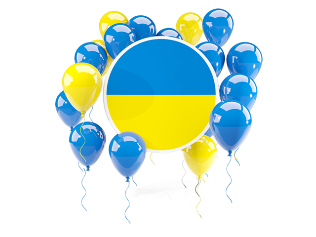 Round flag with balloons. Download flag icon of Ukraine at PNG format