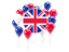 United Kingdom. Round flag with balloons. Download icon.