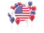 United States of America. Round flag with balloons. Download icon.
