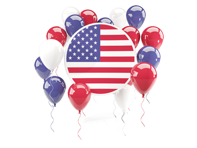 Round flag with balloons. Download flag icon of United States of America at PNG format
