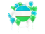 Узбекистан. Круглый флаг с шарами. Скачать иконку.