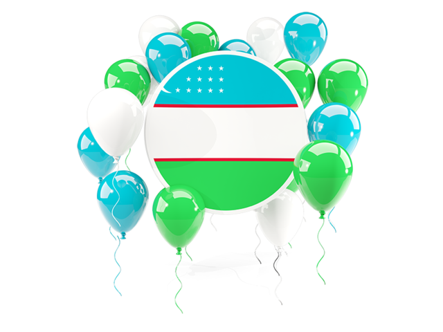 Round flag with balloons. Download flag icon of Uzbekistan at PNG format
