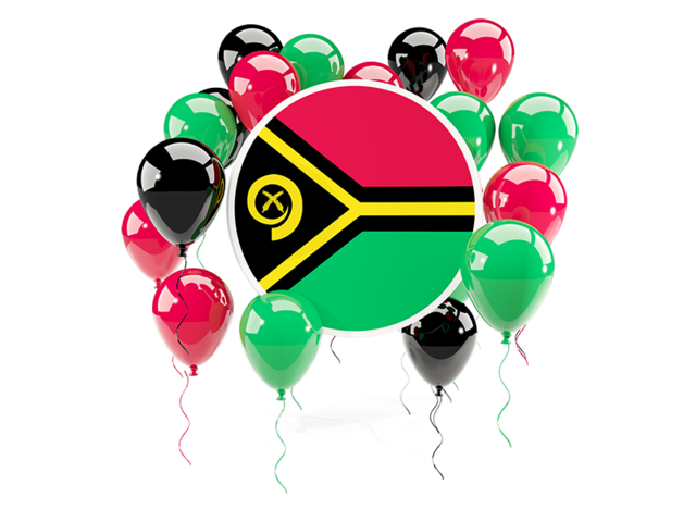 Round flag with balloons. Download flag icon of Vanuatu at PNG format