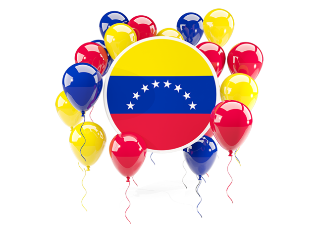 Round flag with balloons. Download flag icon of Venezuela at PNG format