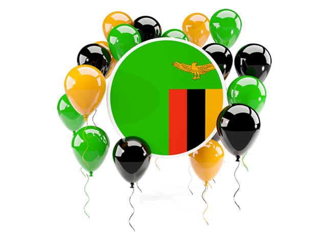 Round flag with balloons. Download flag icon of Zambia at PNG format