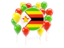 Zimbabwe. Round flag with balloons. Download icon.