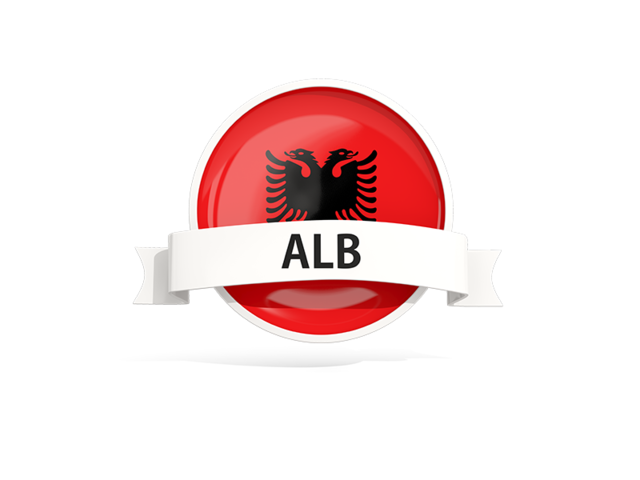 Round flag with banner. Download flag icon of Albania at PNG format