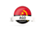 Angola. Round flag with banner. Download icon.