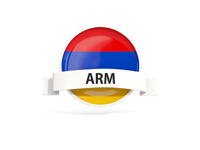 Round flag with banner. Download flag icon of Armenia at PNG format