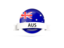 Австралийский Союз. Круглый флаг с баннером. Скачать иконку.