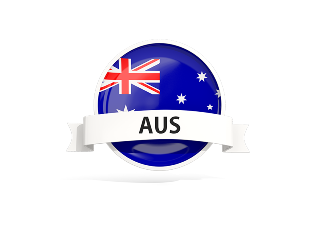 Round flag with banner. Download flag icon of Australia at PNG format