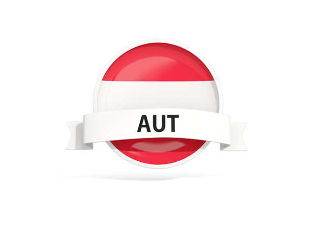 Round flag with banner. Download flag icon of Austria at PNG format