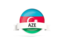 Azerbaijan. Round flag with banner. Download icon.