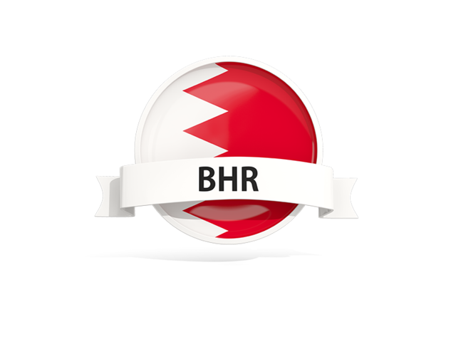 Round flag with banner. Download flag icon of Bahrain at PNG format