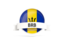 Barbados. Round flag with banner. Download icon.