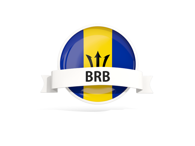 Round flag with banner. Download flag icon of Barbados at PNG format