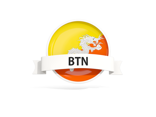 Round flag with banner. Download flag icon of Bhutan at PNG format