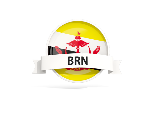 Round flag with banner. Download flag icon of Brunei at PNG format