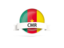 Cameroon. Round flag with banner. Download icon.