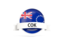 Cook Islands. Round flag with banner. Download icon.